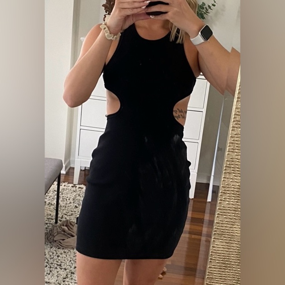 Ribbed cut out mini dress NWT